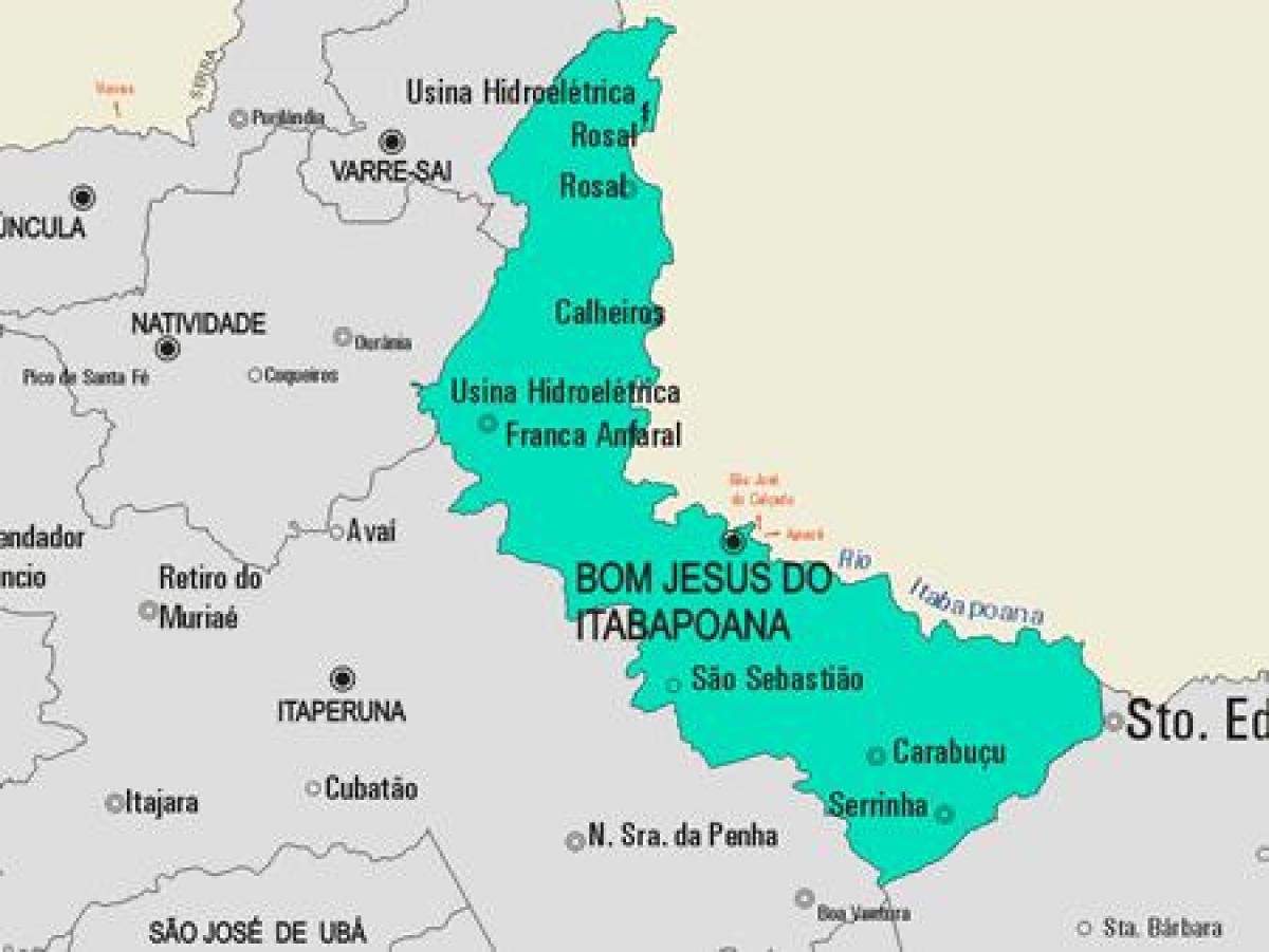 რუკა Bom იესო Itabapoana მუნიციპალიტეტის