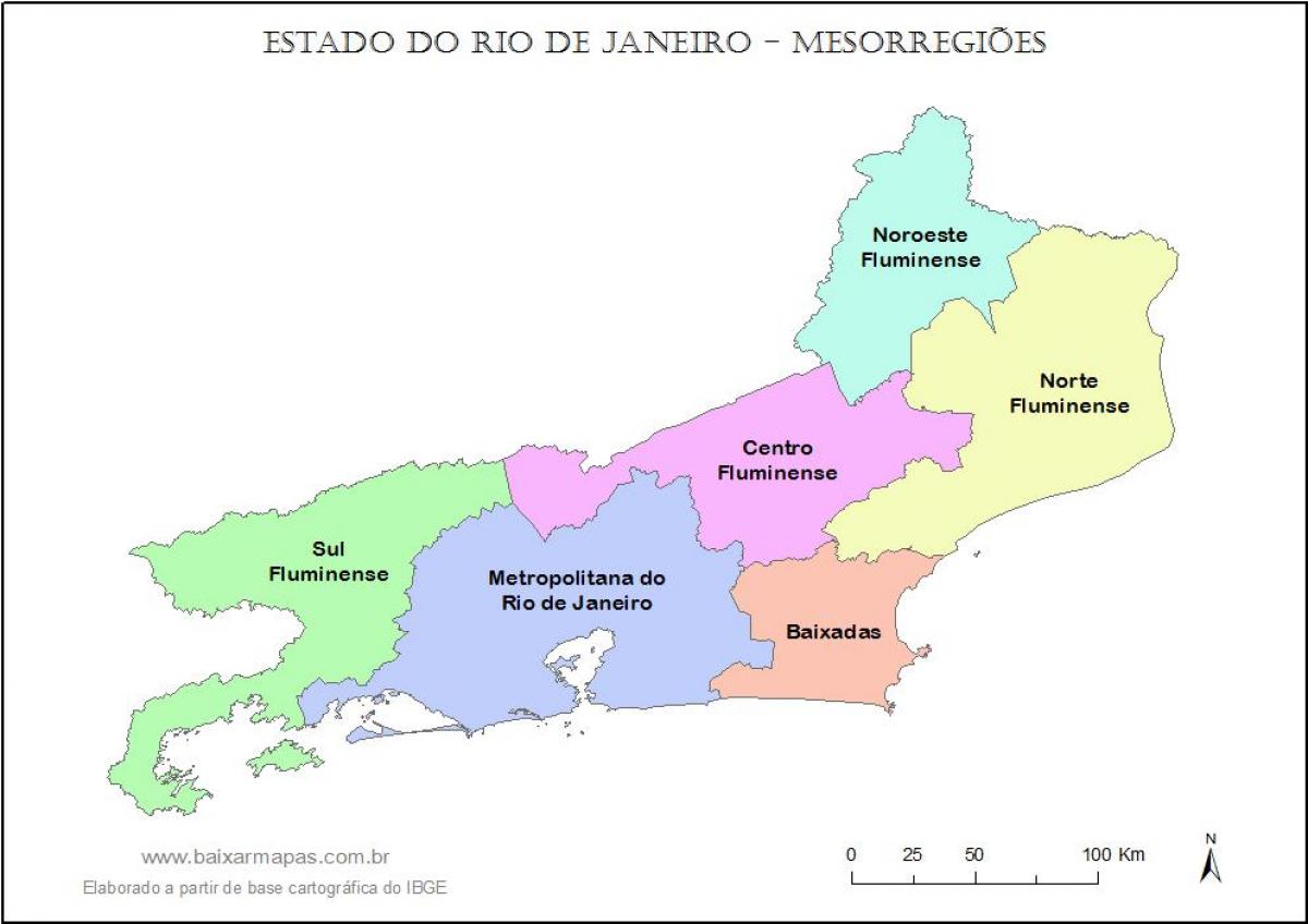 რუკა mesoregions რიო-დე-ჟანეიროში