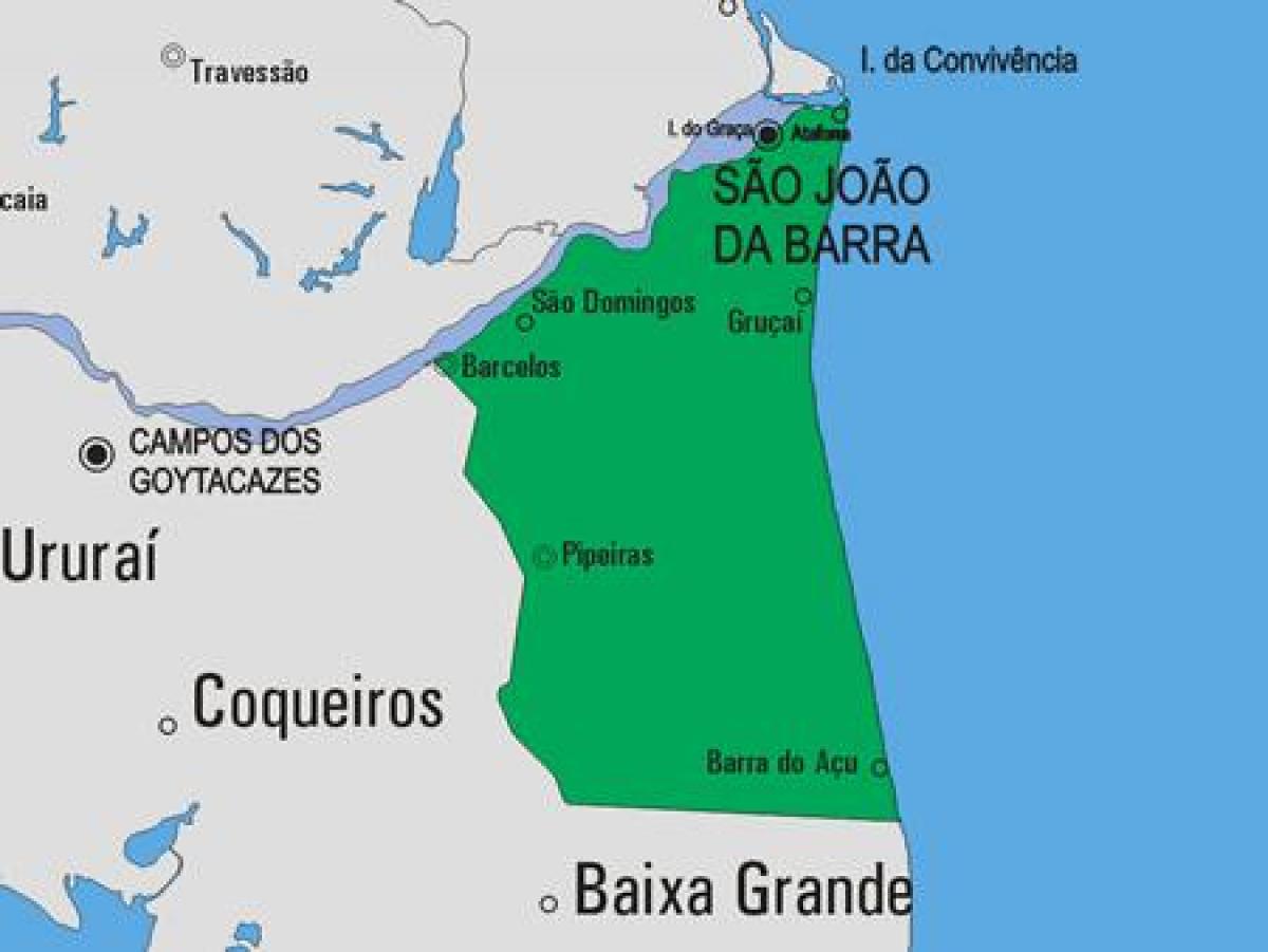 რუკა São João da Barra მუნიციპალიტეტის