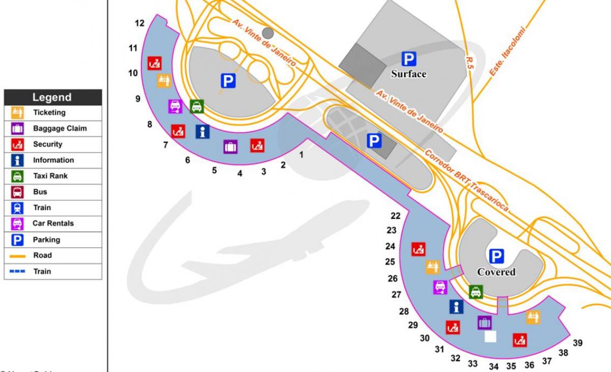 რუკა საერთაშორისო აეროპორტში რიო-დე-ჟანეიროში