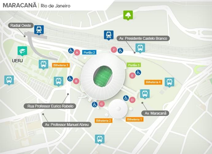 რუკა სტადიონი Maracanã accès