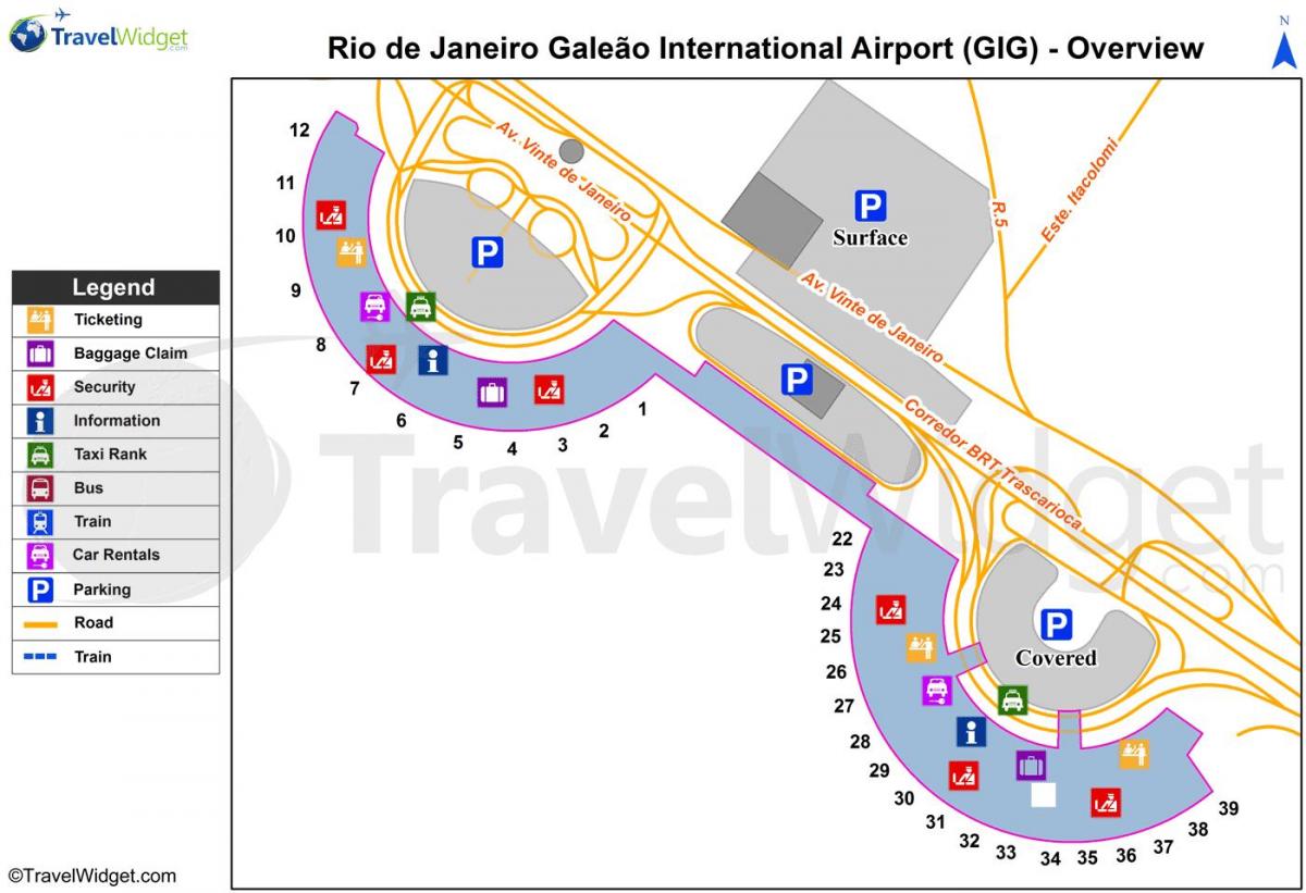 რუკა Galeão აეროპორტის ტერმინალის