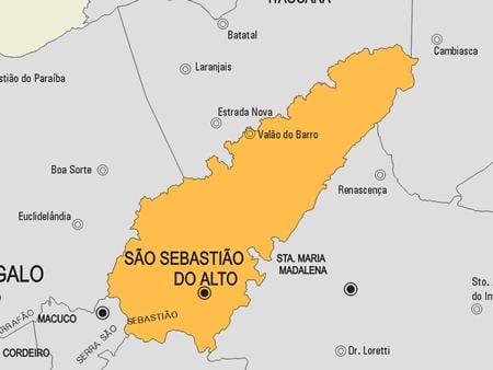 რუკა São Sebastião ნუ Alto მუნიციპალიტეტის