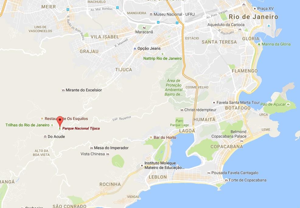 რუკა Tijuca ეროვნული პარკი