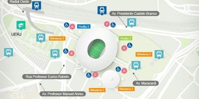 რუკა სტადიონი Maracanã accès